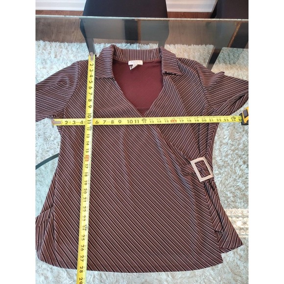 Maria Gabrielle Womens Black & White Polyester V-Neck Long Sleeve Top Blouse 2XL - Picture 9 of 10